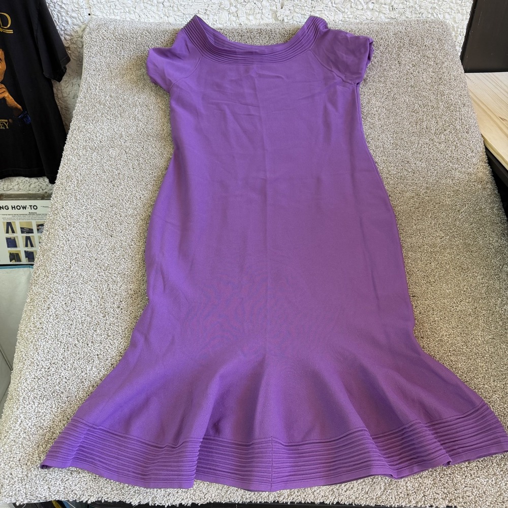 Eva Mendes New York & Company Dress Womens 2XL Tall Purple Knit Sweater Midi